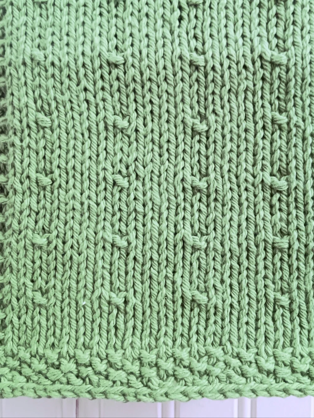 Hand Crafted Handknit Rosemary Green Cotton Dotted Design Fingertip Hand Towel